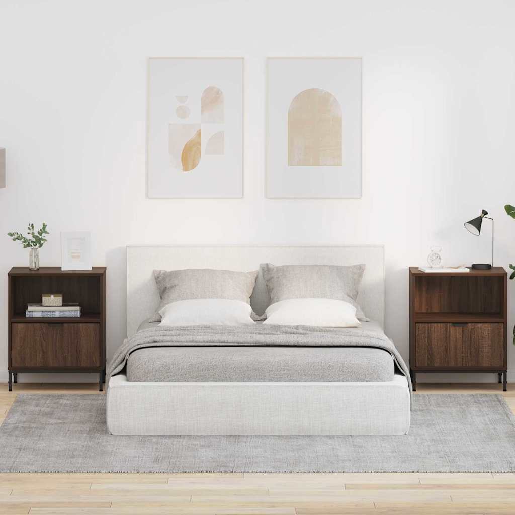 Öökapid sahtliga 2 pcs Pruun tamm 49 x 36 x 61 cm Tehispuit