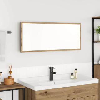 Käsitöölise tamme vannitoapeegel, tehispuit ja klaas, 90x8.5x37 cm