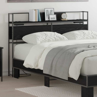 Hoiustamispeatoe riiuliga peaga Must tamm 135 cm Tehispuit