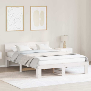 Voodi raam peaga Valge 140 x 200 cm Männipuit