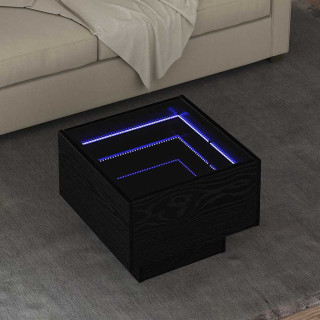 Kohvilaud LED -ribatuledega Must tamm 40 x 40 x 30 cm Tehispuit