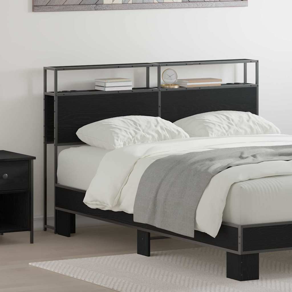 Hoiustamispeatoe riiuliga peaga Must tamm 135 cm Tehispuit