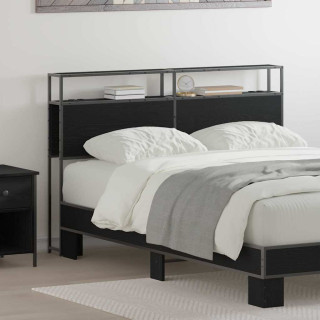 Hoiustamispeatoe riiuliga peaga Must tamm 150 cm Tehispuit