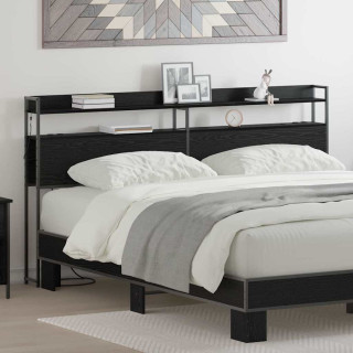 Peats LED -ribatuledega riiuliga Must tamm 180 cm Tehispuit