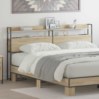 Peats LED -ribatuledega riiuliga Sonoma tamm 200 cm Tehispuit