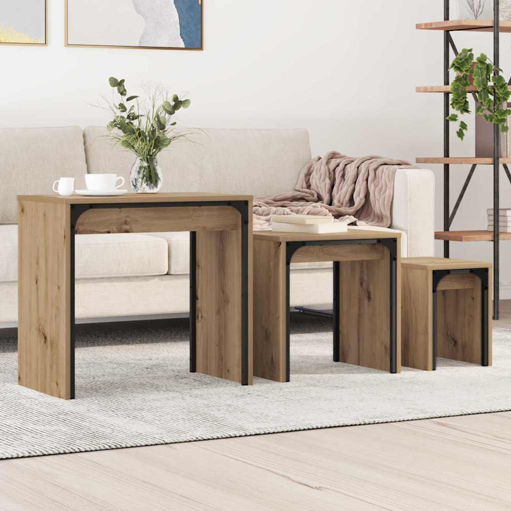 Pesastatav Kohvilaua 3 pcs käsitöötamm 60 x 35 x 56 cm