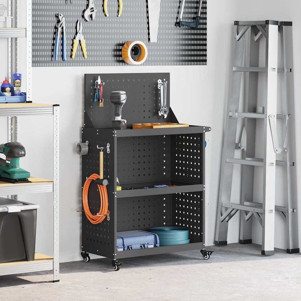 Tööriistade käru Must 65 x 35 x 111 cm Külmvaltsitud teras