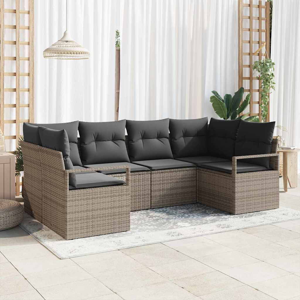 Aia Diivanikomplekt 6 pcs Hall Polü Rattan, Pulberkattega Teras