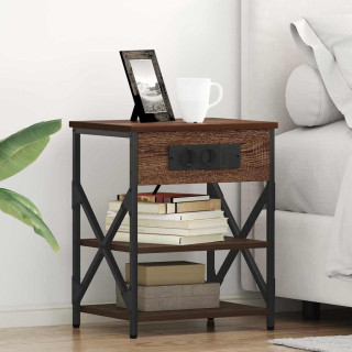 Öökapp laadimisjaamaga riiuliga Pruun tamm Tehispuit