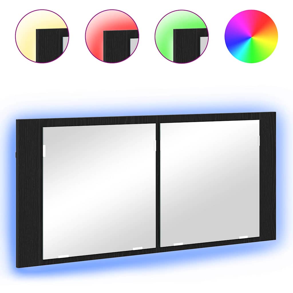 LED peegelkapp Must Tamm 100x12x45 cm Töödeldud Puit