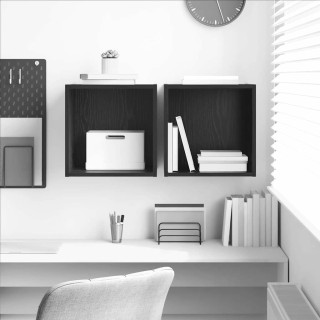 Seinekapp riiuliga 2 pcs Must tamm 37 x 37 x 37 cm Tehispuit