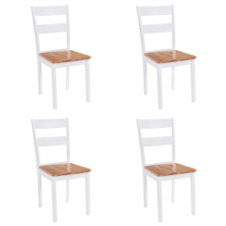 Обеденные стулья 4 шт, белые, из прочного каучукового дерева