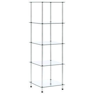 5-ярусная полка, прозрачная 40x40x130 см, закаленное стекло