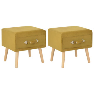 Прикроватные тумбочки 2 шт, горчично-желтый, 40 x 35 x 40 см, бархат