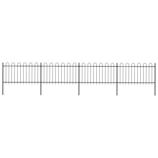 Изогнутый торцевой забор, стальной, 6,8 х 1 м, черный