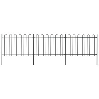 Изогнутый торцевой забор, стальной, 5,1 х 1,2 м, черный