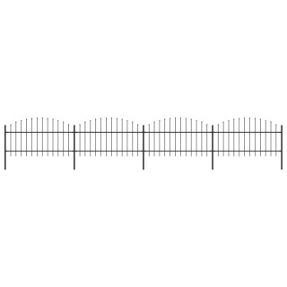 забор с шипами, стальной, (1–1,25) x 6,8 м, черный