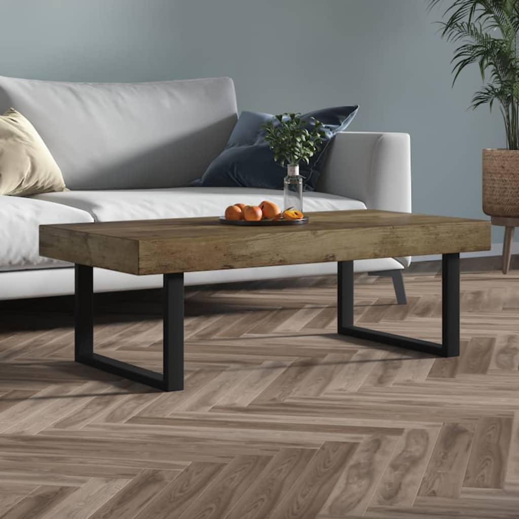 Журнальный столик, темно-коричневый и черный, 120 x 60 x 40 см, МДФ и металл