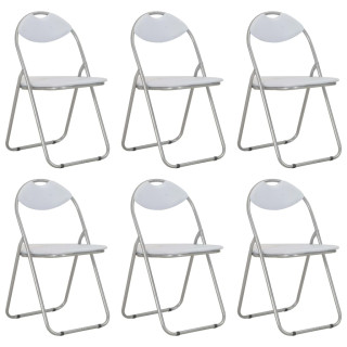 Складные обеденные стулья 6 шт, белые, искусственная кожа