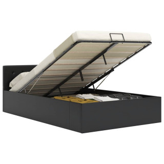 hüdrauliline hoiukastiga voodiraam must kunstnahk 140 x 200 cm