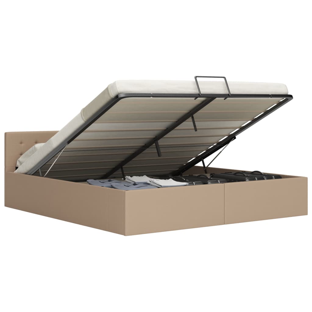гидравлическая рама кровати с ящиком для хранения вещей, искусственная кожа, 160 x 200 см