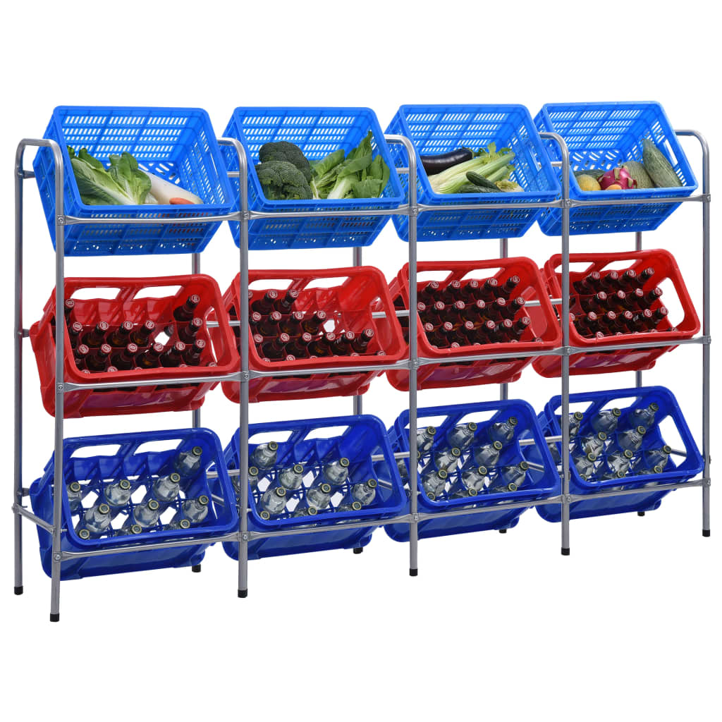 hoiuriiul 12 kastile, hõbedane, 190 x 33 x 116 cm, teras