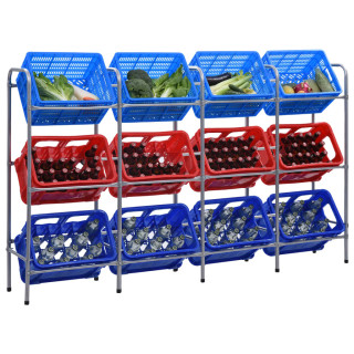 hoiuriiul 12 kastile, hõbedane, 190 x 33 x 116 cm, teras