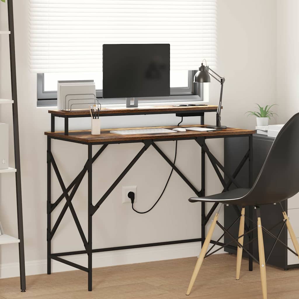 Laud riiuliga Suitsutatud tamm 100 x 50 x 86.5 cm Tehispuit