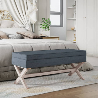 Велюровая банкетка с местом для хранения, темно-серая, 110 x 45 x 49 см