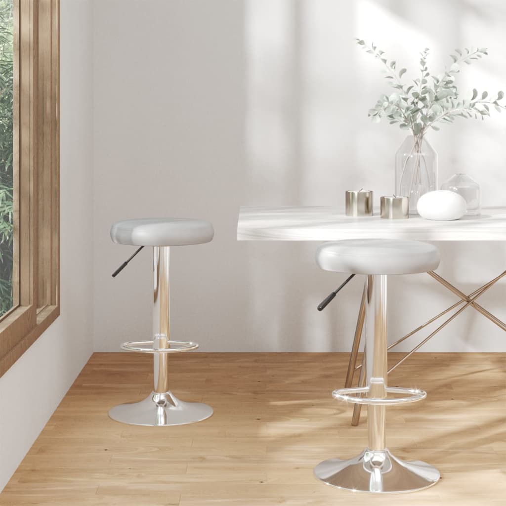 Барные стулья 2 шт, серый, искусственная кожа