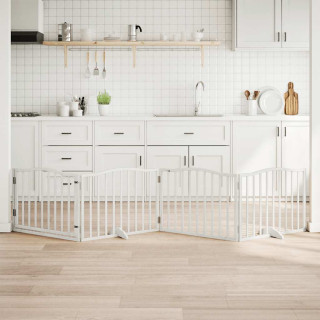 Складная калитка для собак с дверью, 4 панели, белая, 320 см, тополь