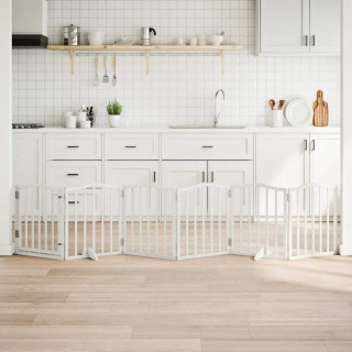 Складная калитка для собак с дверью, 6 панелей, белая, 300 см, тополь