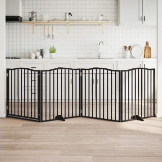 kokkupandav koeravärav uksega, 4 paneeli, must 320 cm, pappel