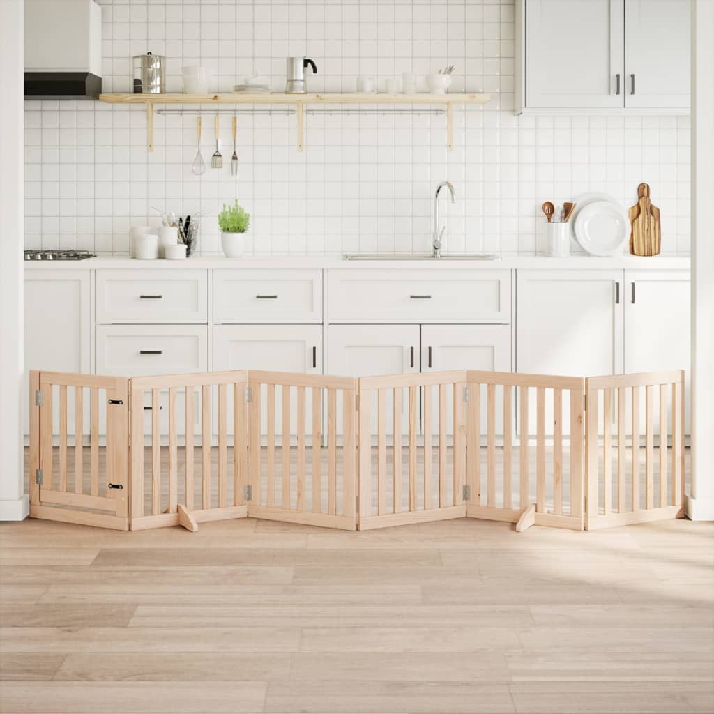 Складная калитка для собак с дверью, 6 панелей, 300 см, тополь