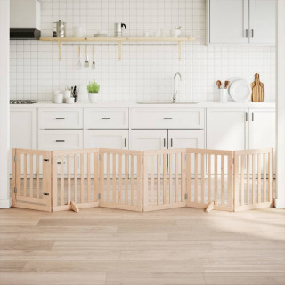 Складная калитка для собак с дверью, 6 панелей, 300 см, тополь