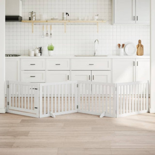 Складная калитка для собак с дверью, 4 панели, белая, 320 см, тополь