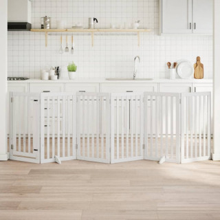 Складная калитка для собак с дверью, 6 панелей, белая, 300 см, тополь