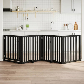 Складная калитка для собак с дверью, 4 панели, черная, 320 см, тополь