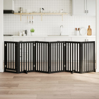 kokkupandav koeravärav uksega, 6 paneeli, must 300 cm, pappel