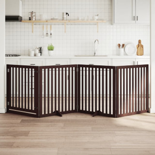 Складная калитка для собак с дверью, 4 панели, коричневая, 320 см, тополь