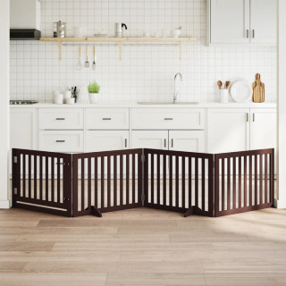 Складная калитка для собак с дверью, 4 панели, коричневая, 320 см, тополь