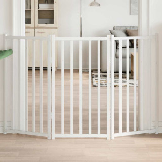 kokkupandav koeravärav, 3 paneeli, valge, 150 cm, nulupuit