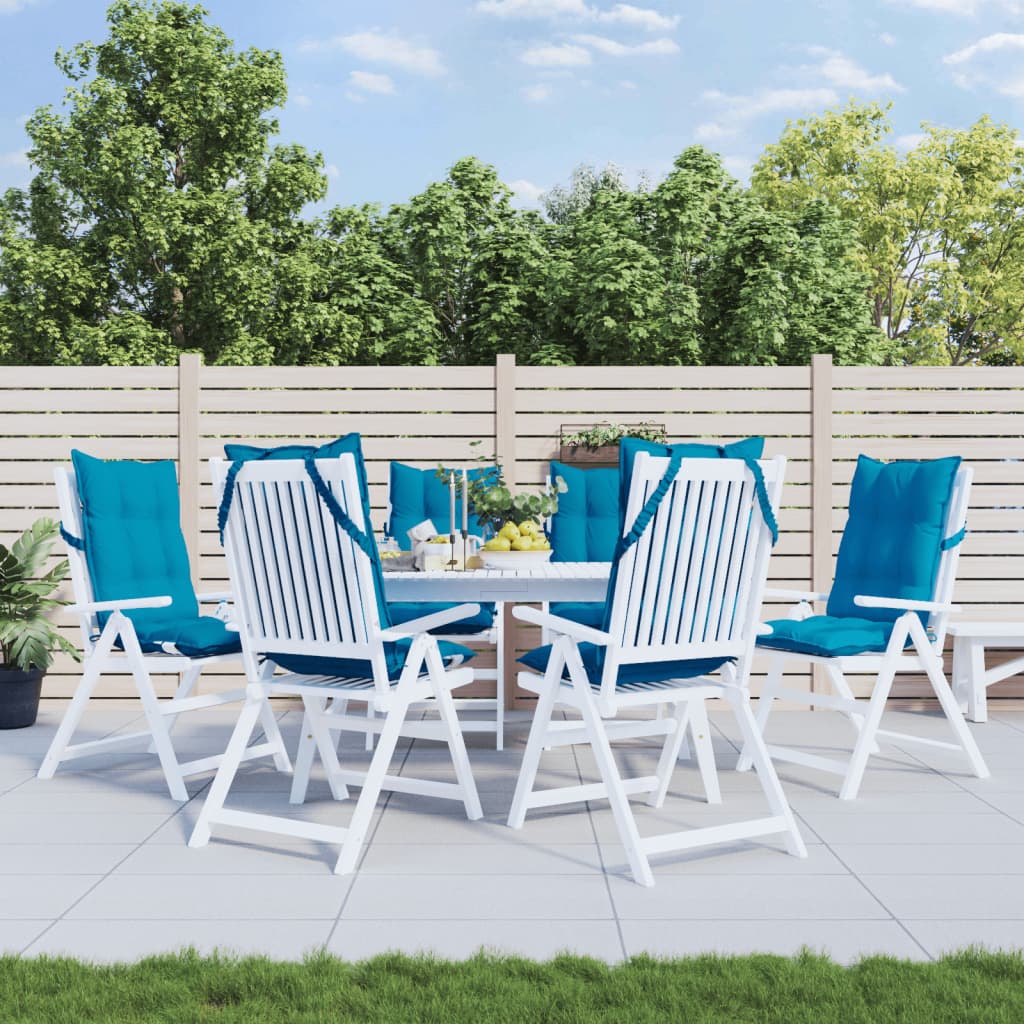 kõrge seljatoega toolipadjad 6 tk, helesinine, oxford kangas