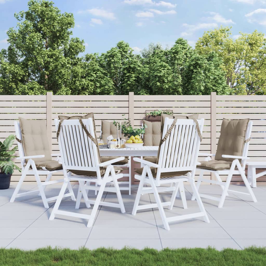 kõrge seljatoega toolipadjad 6 tk, pruunikashall, oxford kangas