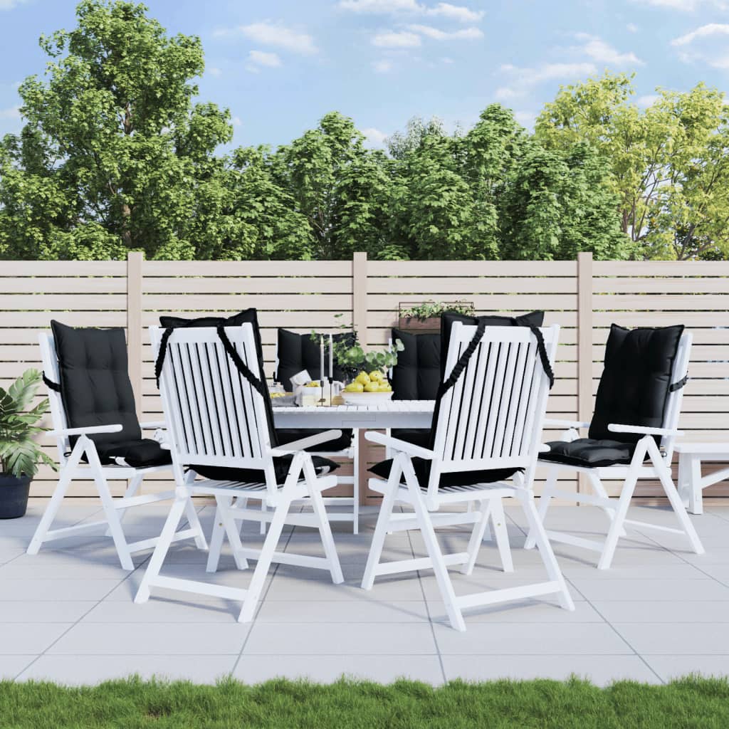 kõrge seljatoega toolipadjad 6 tk, must, oxford kangas