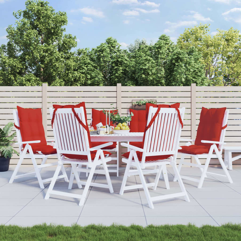 kõrge seljatoega toolipadjad 6 tk, punane, oxford kangas