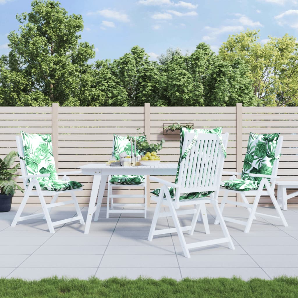 kõrge seljatoega toolipadjad 4 tk, lehemuster, oxford kangas