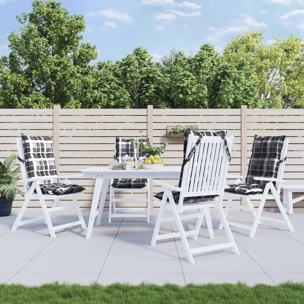 kõrge seljatoega toolipadjad 4 tk, hall ruudumuster, kangas