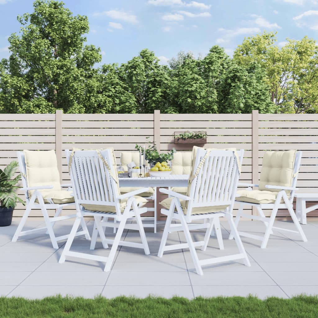 madala seljatoega toolipadjad 6 tk, kreemjas, oxford kangas