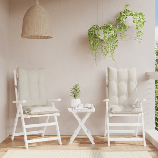 Подушки на стулья с высокой спинкой, 2 шт, кремовые, ткань Оксфорд